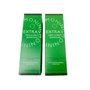 2 Monini Extra V Skinfood Nourishing Cream Organic Extra Virgin Olive Oil 3.38oz